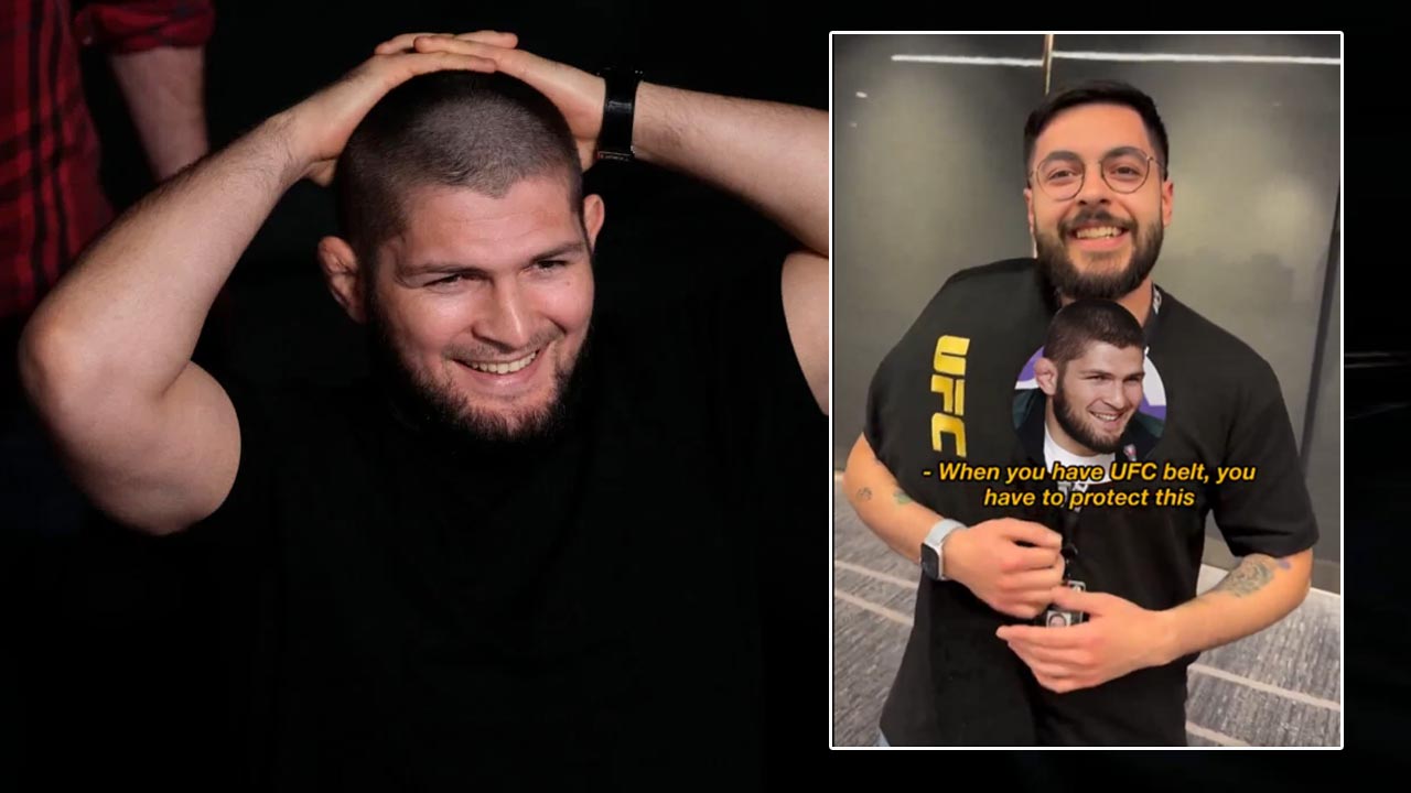 Khabib Nurmagomedov goes viral after confronting a UFC employee carrying a championship belt backstage