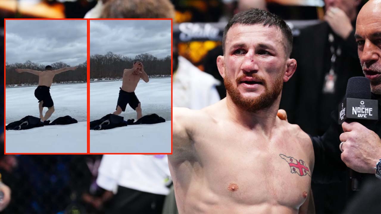 Merab Dvalishvili reveals the story behind viral ice plunge video that left him needing a ‘skin stapler’