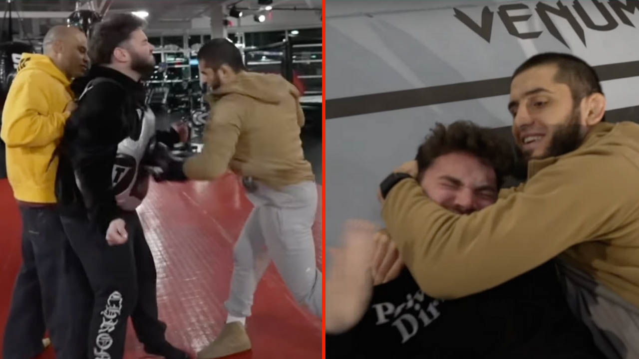 UFC star Islam Makhachev brutalises Kick streamer Adin Ross with rare submission and power punch ahead of UFC 311