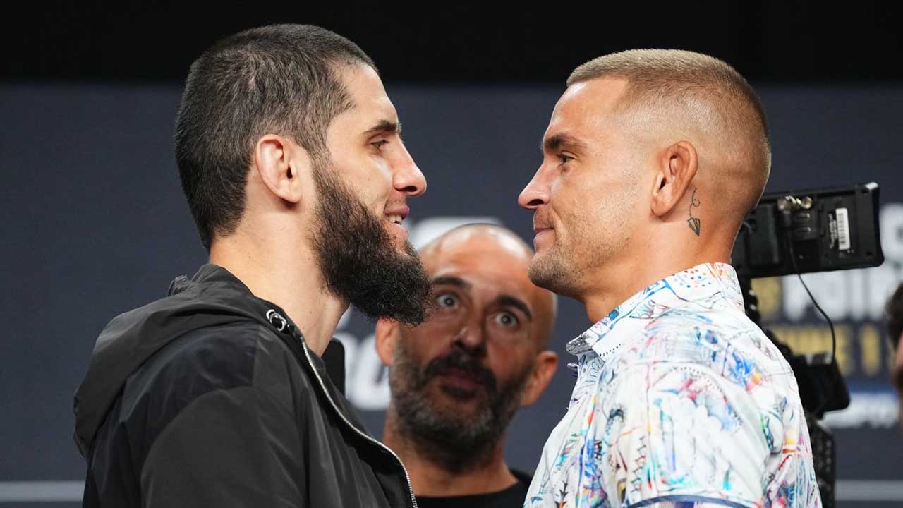 Islam Makhachev clowns Dustin Poirier with hilarious reaction over footwear goof-up at celebrity football game